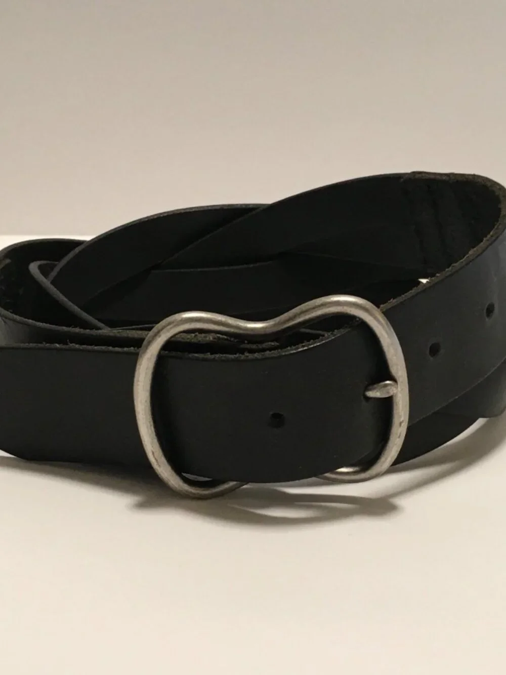 Vintage Gap Jeans 1969 Genuine Leather Belt Black USA Made Brass Buckle Size M